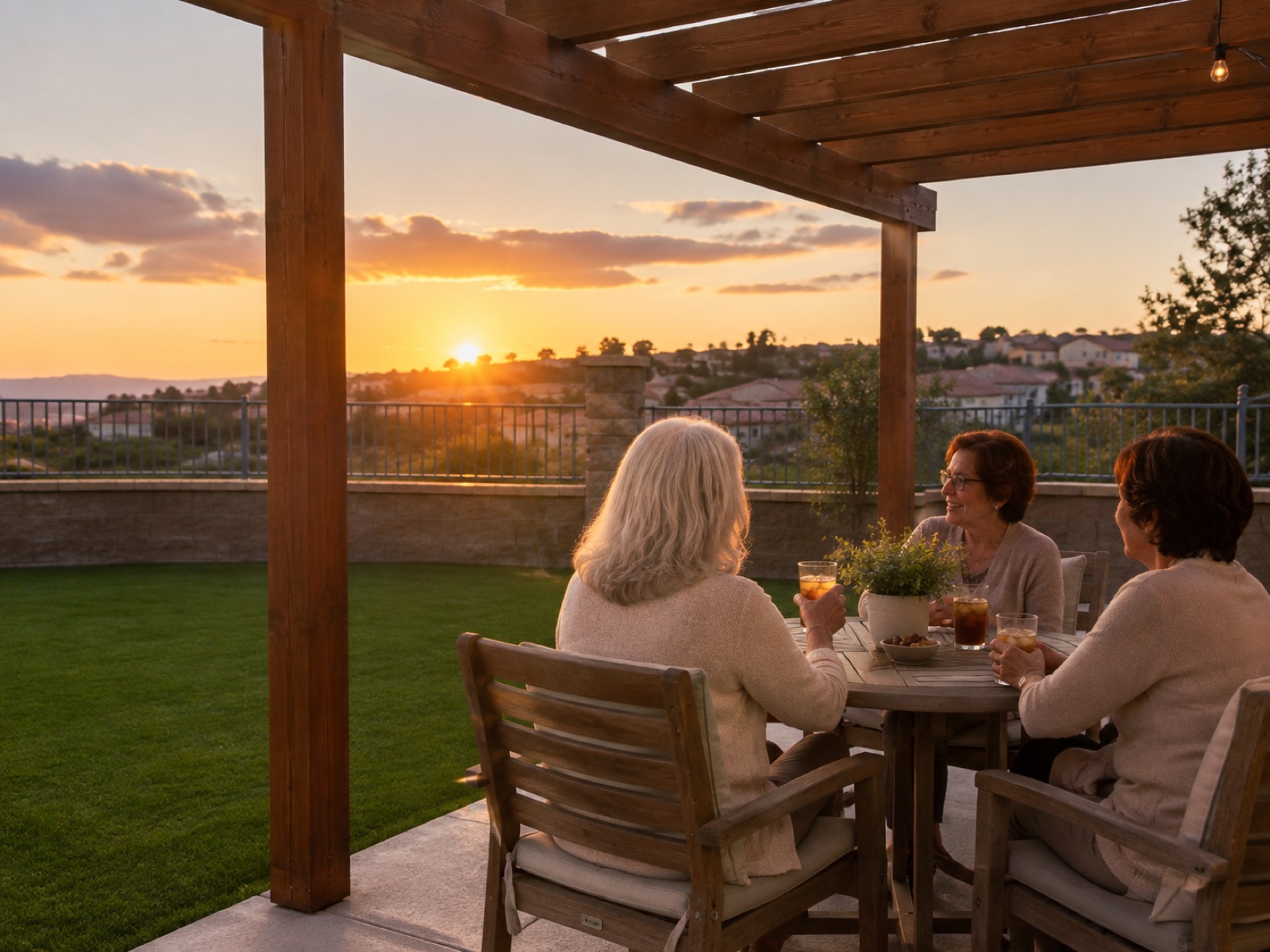 Solivita backyard patio at sunset