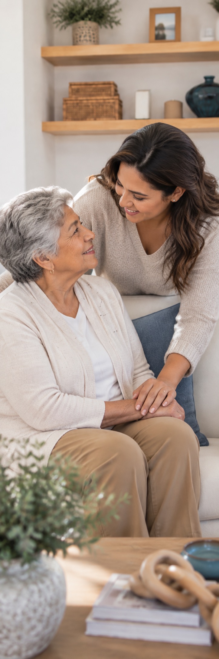 Solivita caregiver and resident in the living room